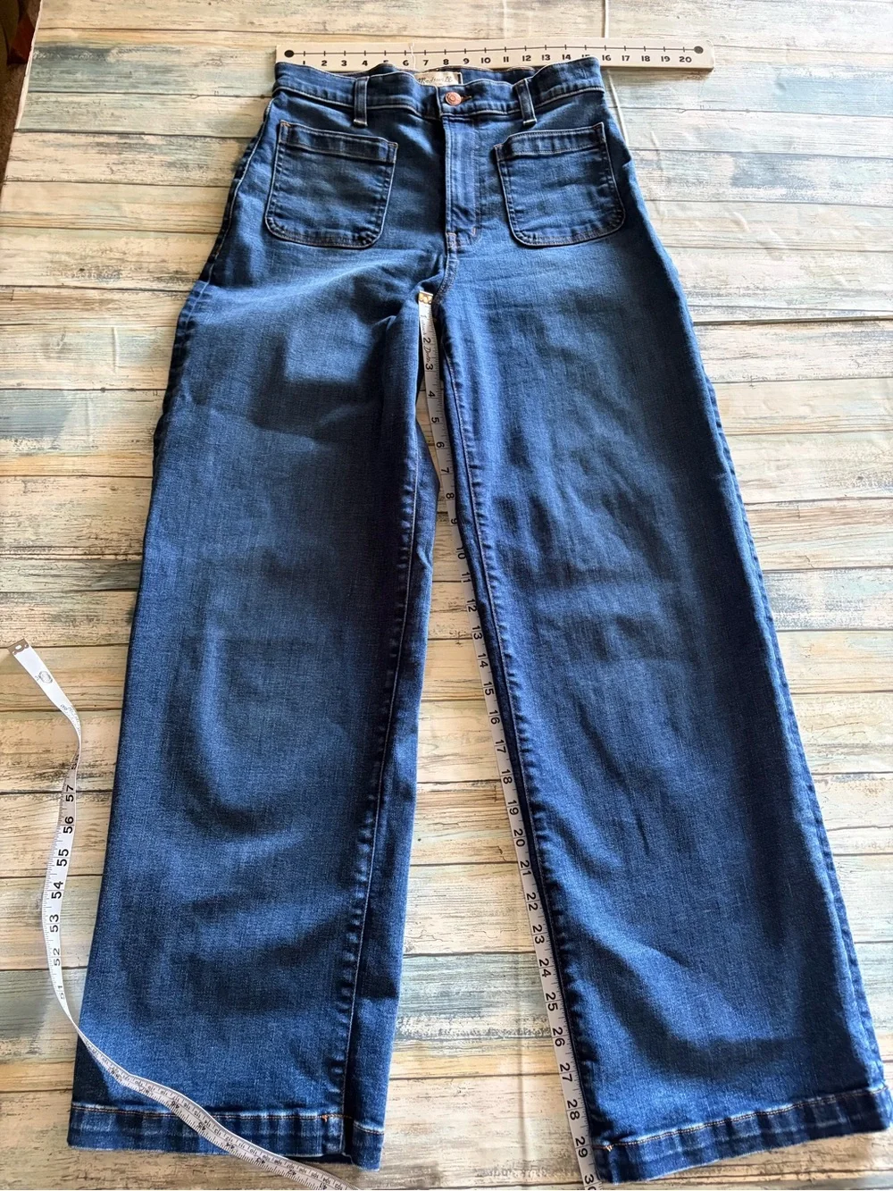 Madewell The Emmett Wide-Leg Full Length Nighthawk Wash Size 27 - Picture 7 of 10